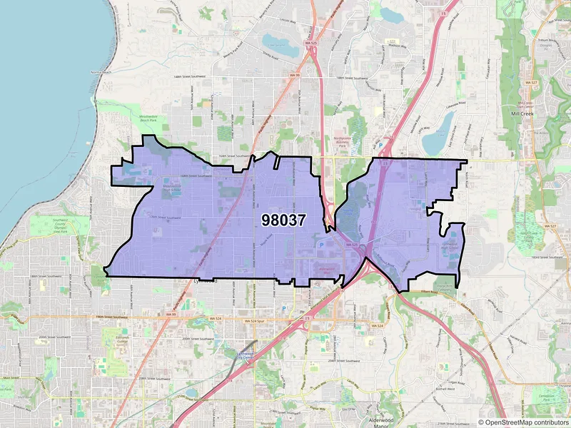 Map of ZIP Code 98037 — Lynnwood, WA