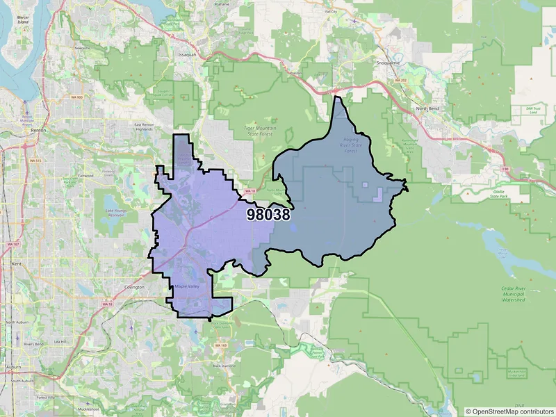Map of Maple Valley, Washington and ZIP codes