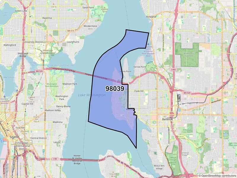 Map of ZIP Code 98039 — Medina, WA