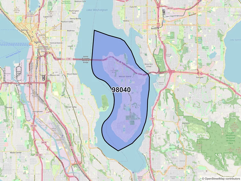 Map of ZIP Code 98040 — Mercer Island, WA