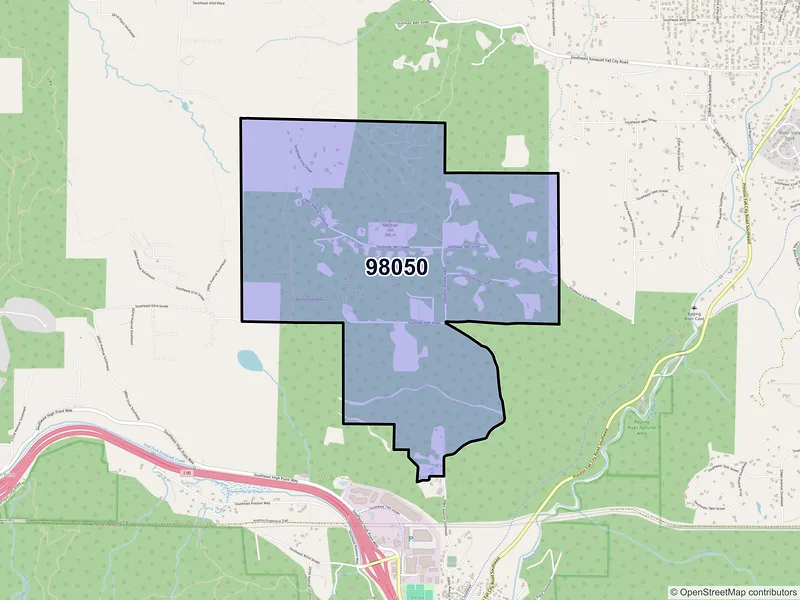 Map of Preston, Washington and ZIP codes