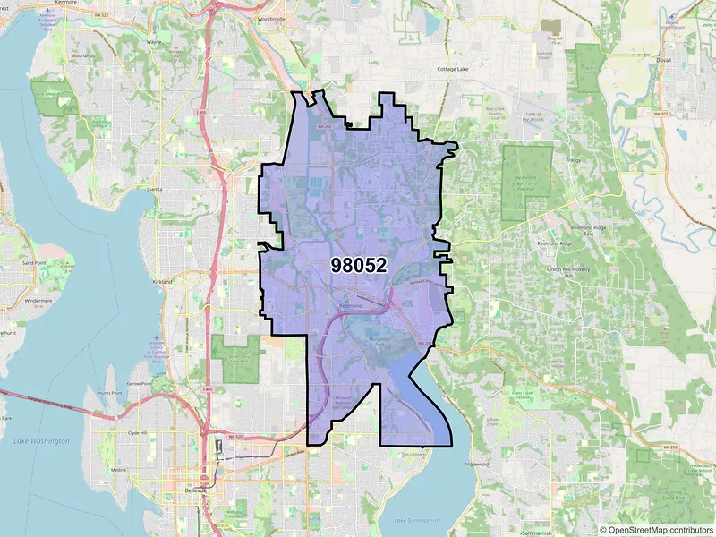 Map of ZIP Code 98052 — Redmond, WA