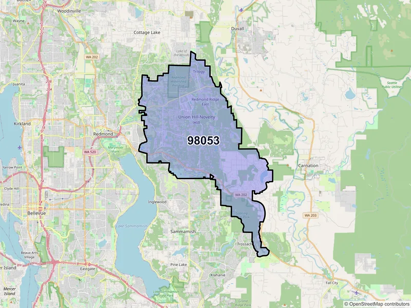 Map of ZIP Code 98053 — Redmond, WA