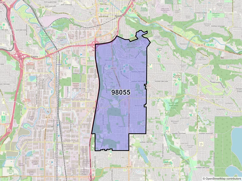 Map of ZIP Code 98055 — Renton, WA