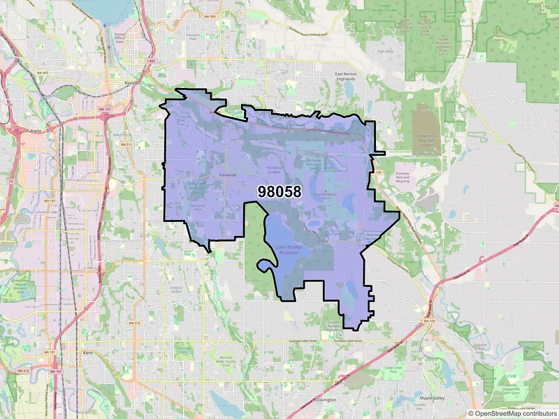Map of ZIP Code 98058 — Renton, WA