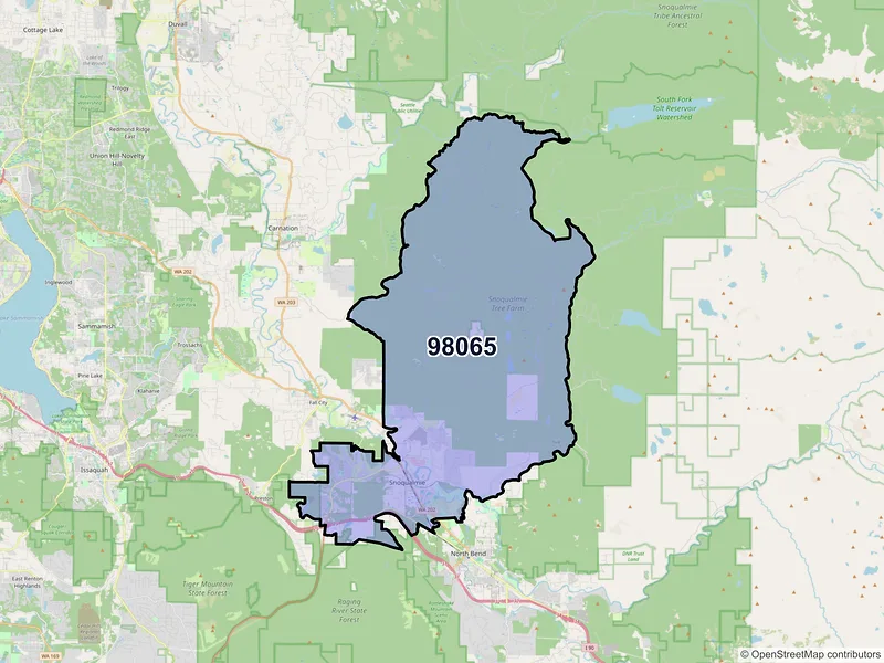 Map of ZIP Code 98065 — Snoqualmie, WA