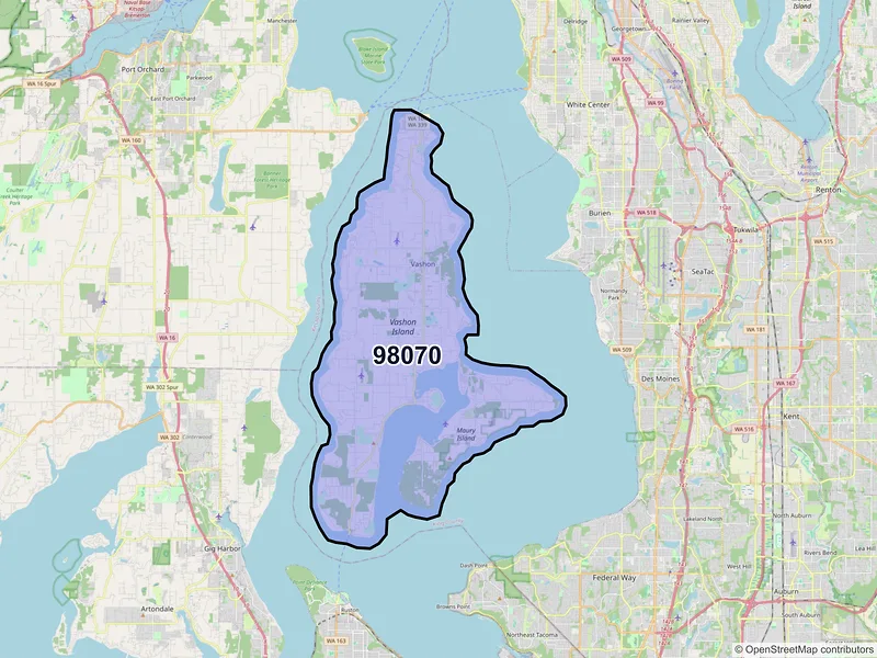 Map of ZIP Code 98070 — Vashon, WA