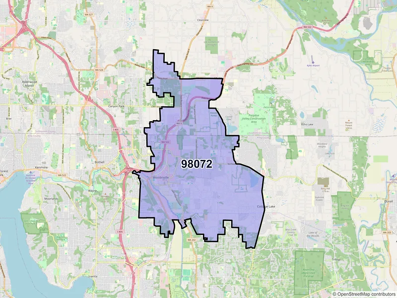 Map of ZIP Code 98072 — Woodinville, WA