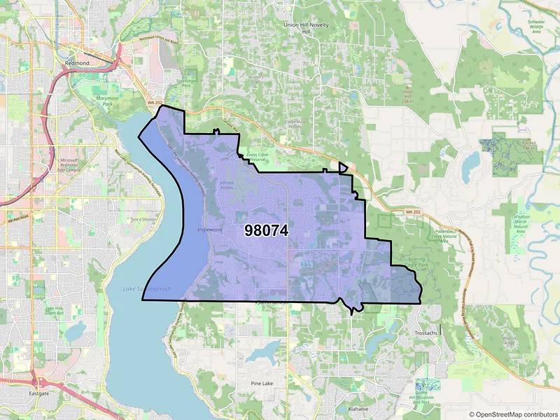 Map of ZIP Code 98074 — Sammamish, WA