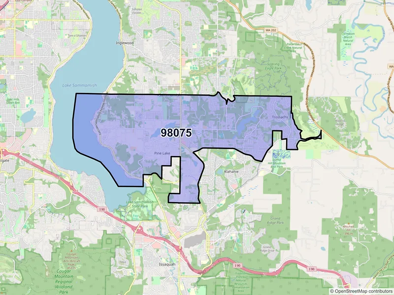 Map of ZIP Code 98075 — Sammamish, WA