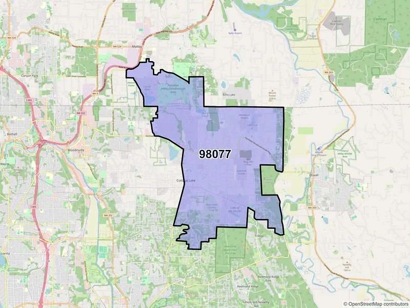 Map of ZIP Code 98077 — Woodinville, WA