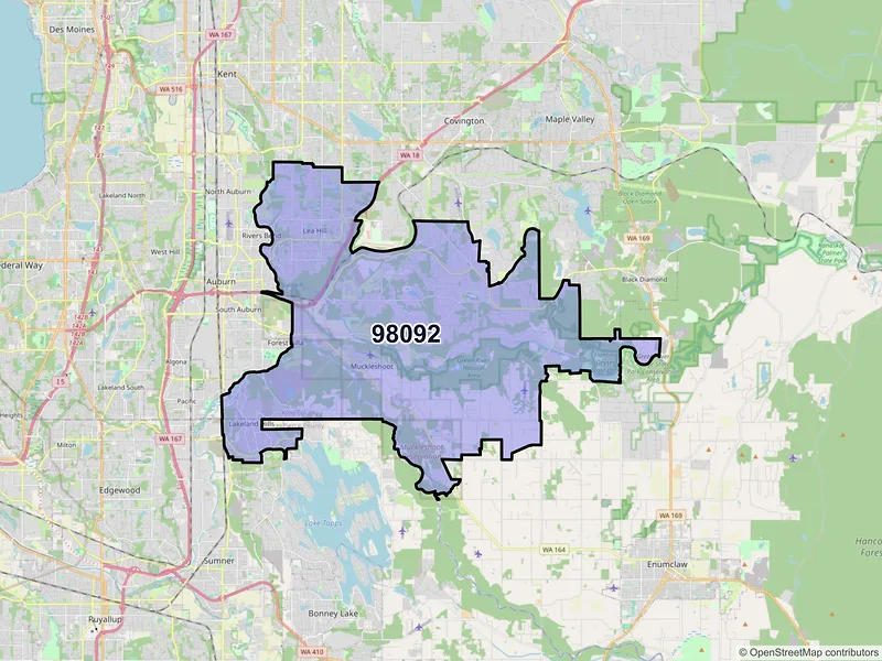 Map of ZIP Code 98092 — Auburn, WA