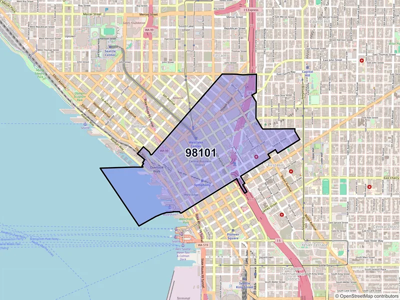 Map of ZIP Code 98101 — Seattle, WA