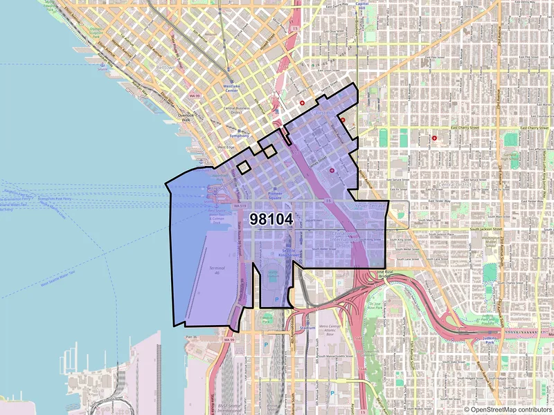Map of ZIP Code 98104 — Seattle, WA