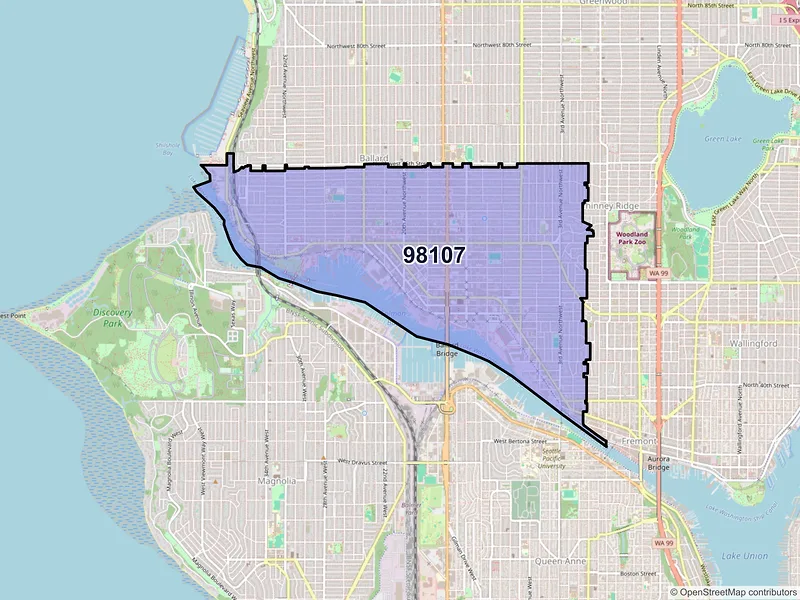 Map of ZIP Code 98107 — Seattle, WA