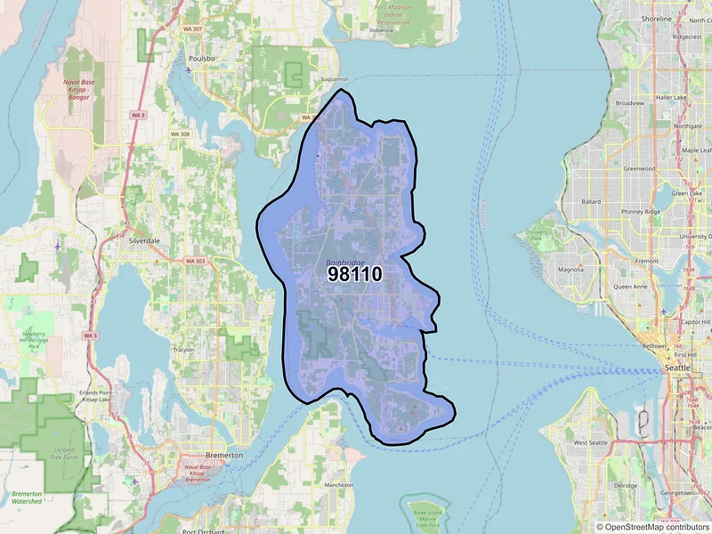 Map of ZIP Code 98110 — Bainbridge Island, WA