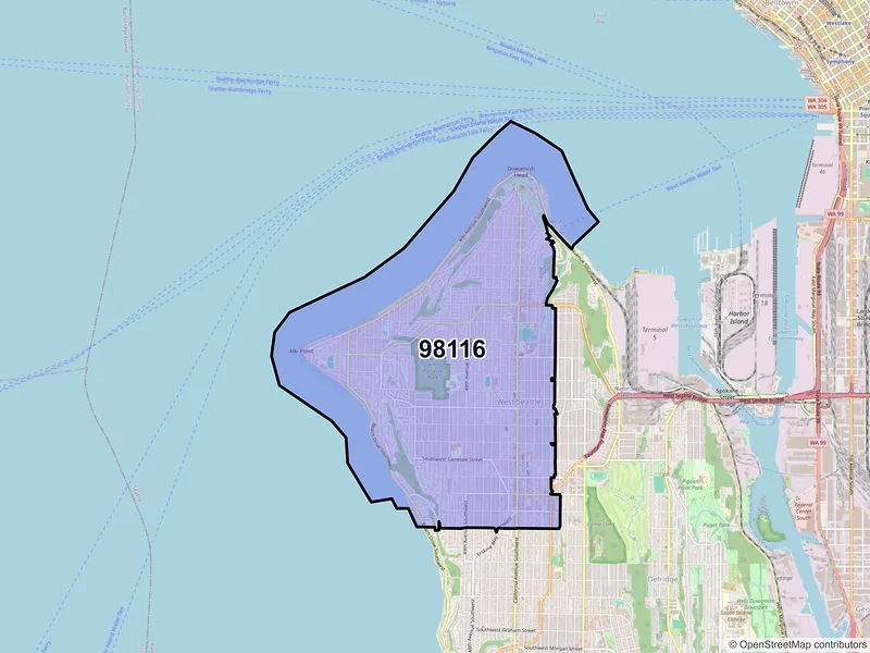 Map of ZIP Code 98116 — Seattle, WA