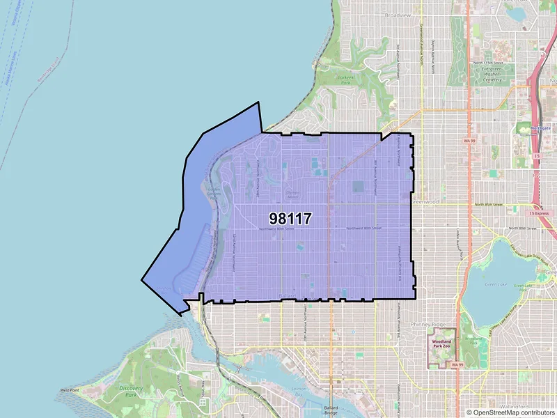 Map of ZIP Code 98117 — Seattle, WA