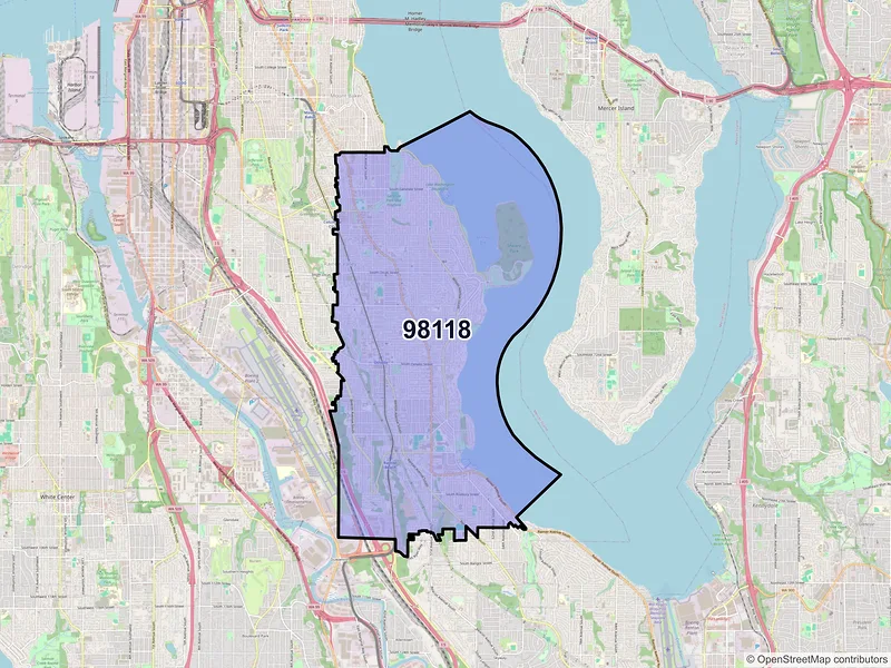 Map of ZIP Code 98118 — Seattle, WA