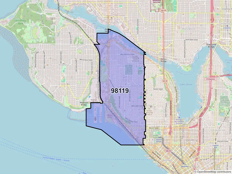 Map of ZIP Code 98119 — Seattle, WA