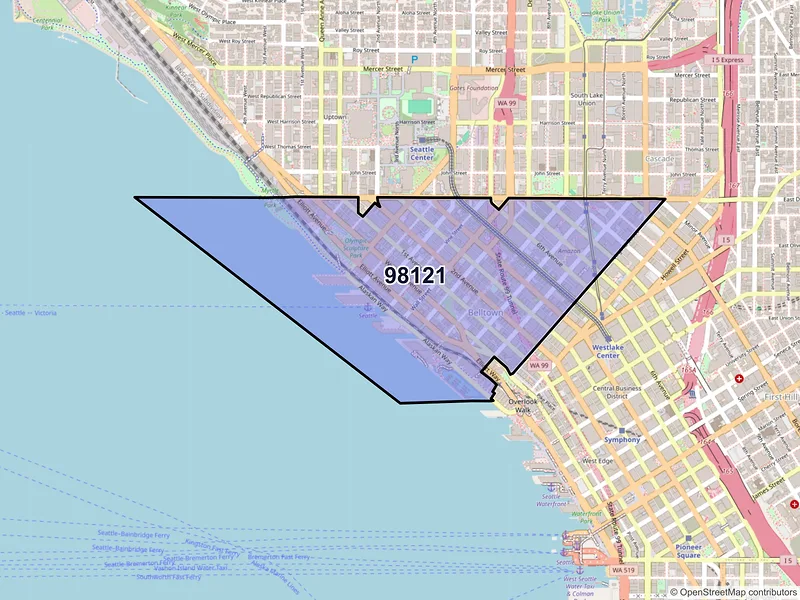 Map of ZIP Code 98121 — Seattle, WA