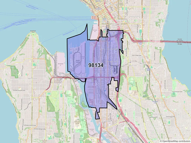 Map of ZIP Code 98134 — Seattle, WA