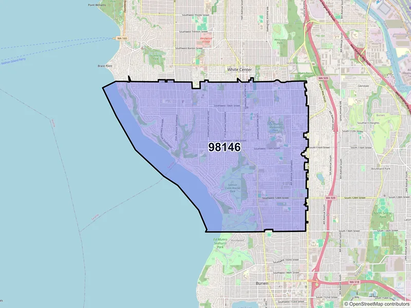 Map of ZIP Code 98146 — Seattle, WA