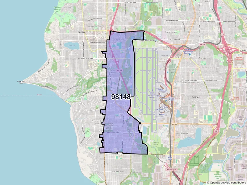 Map of ZIP Code 98148 — Seattle, WA