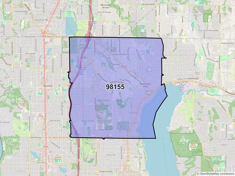 Map of ZIP Code 98155 — Seattle, WA