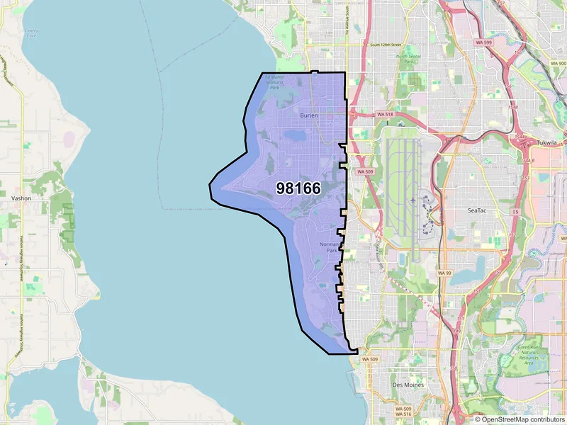 Map of ZIP Code 98166 — Seattle, WA