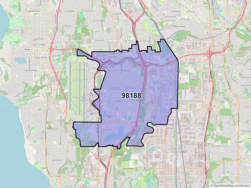 Map of ZIP Code 98188 — Seattle, WA