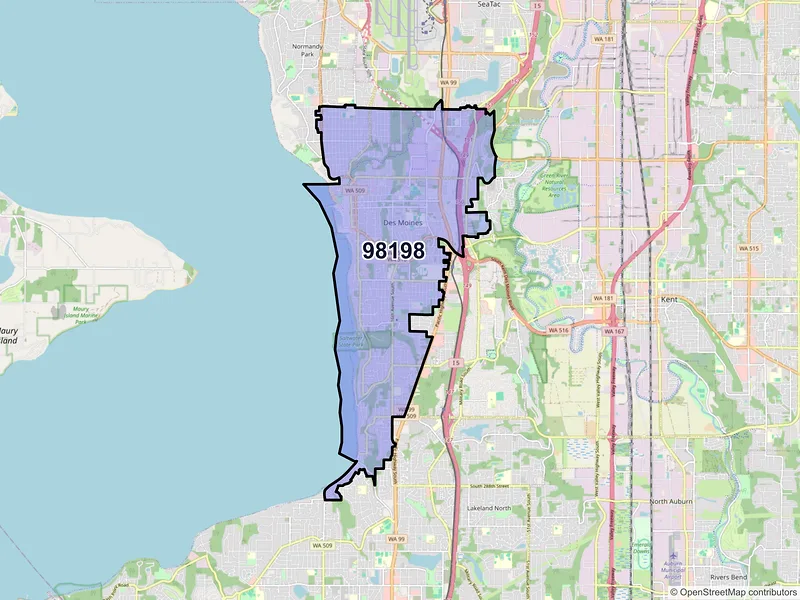 Map of ZIP Code 98198 — Seattle, WA