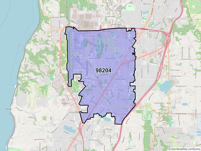 Map of ZIP Code 98204 — Everett, WA