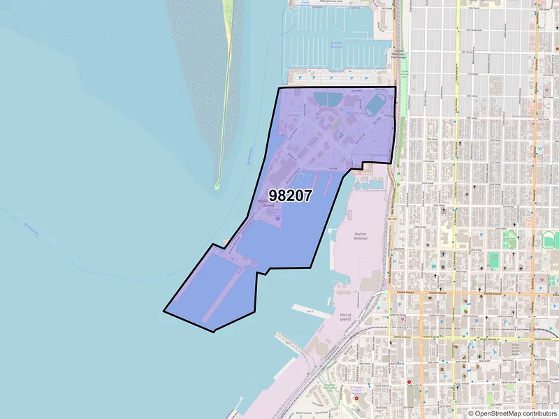 Map of ZIP Code 98207 — Everett, WA
