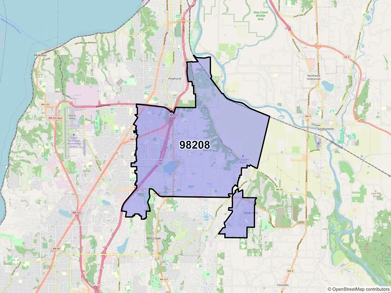 Map of ZIP Code 98208 — Everett, WA