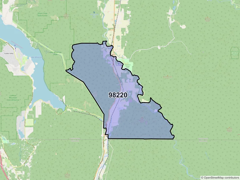 Map of ZIP Code 98220 — Acme, WA
