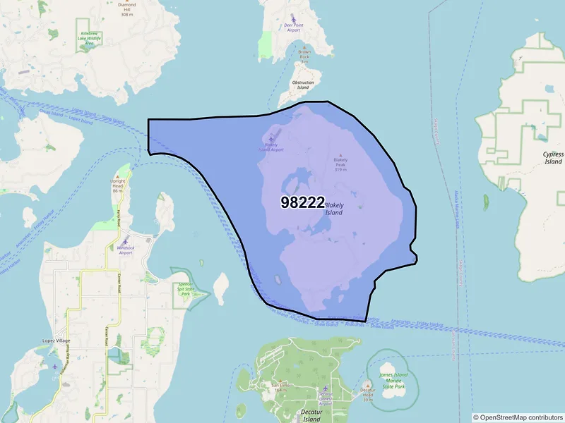 Map of ZIP Code 98222 — Blakely Island, WA