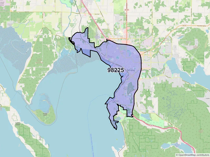 Map of ZIP Code 98225 — Bellingham, WA