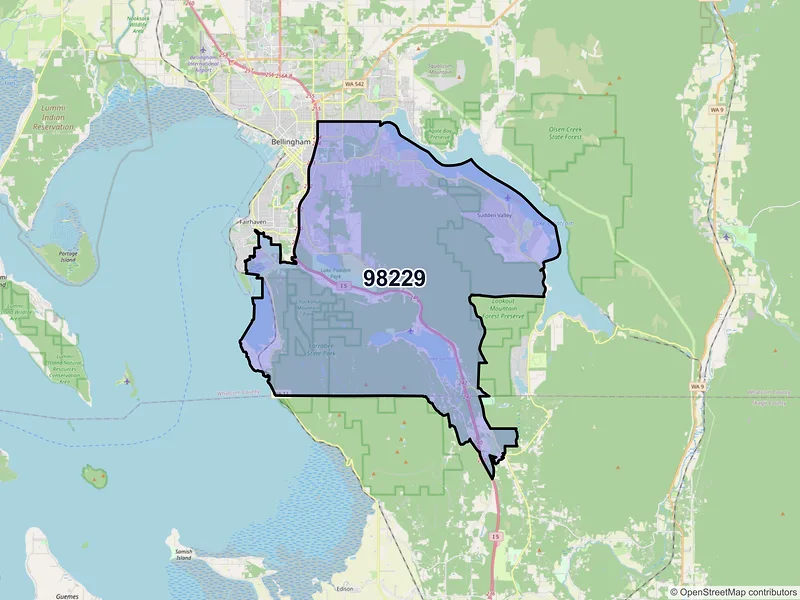 Map of ZIP Code 98229 — Bellingham, WA