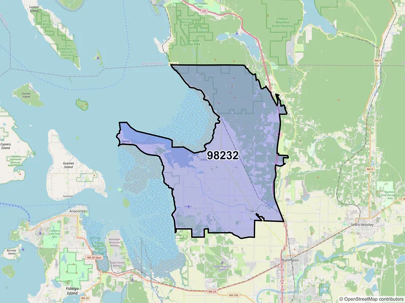 Map of ZIP Code 98232 — Bow, WA