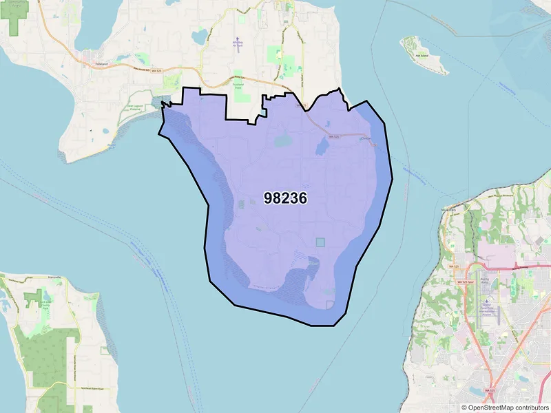 Map of Clinton, Washington and ZIP codes