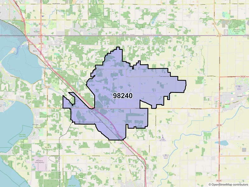 Map of ZIP Code 98240 — Custer, WA