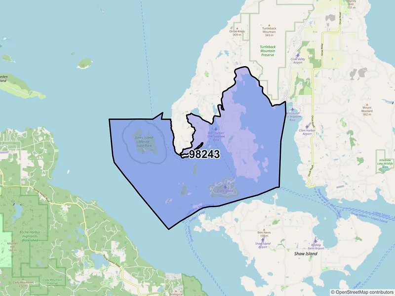 Map of Deer Harbor, Washington and ZIP codes
