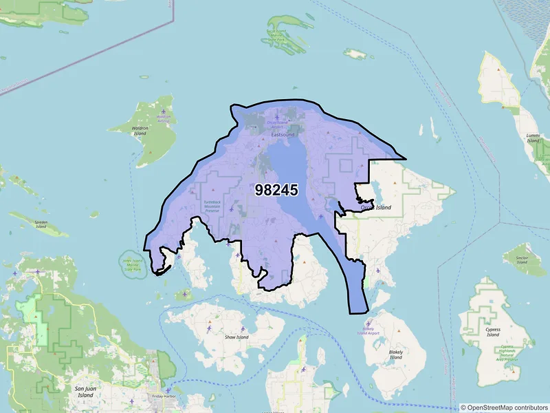 Map of ZIP Code 98245 — Eastsound, WA