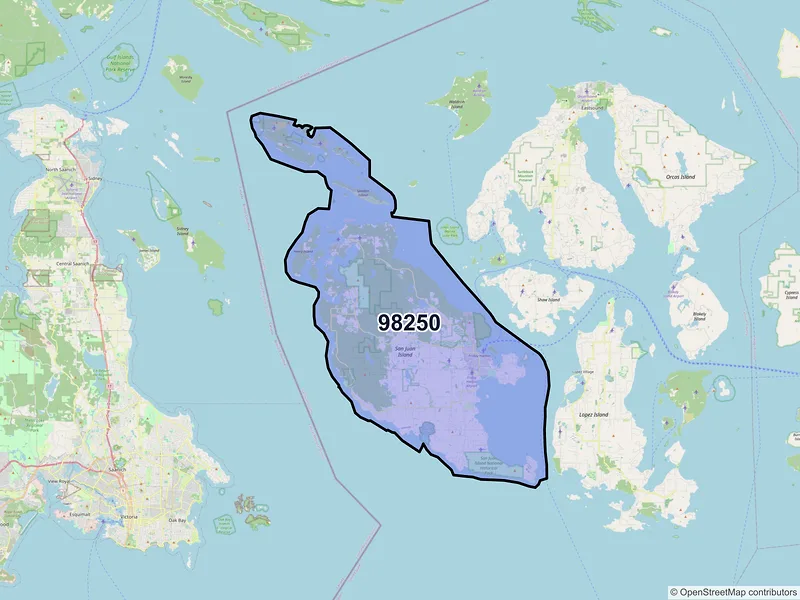 Map of ZIP Code 98250 — Friday Harbor, WA