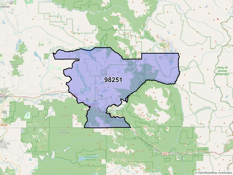 Map of ZIP Code 98251 — Gold Bar, WA