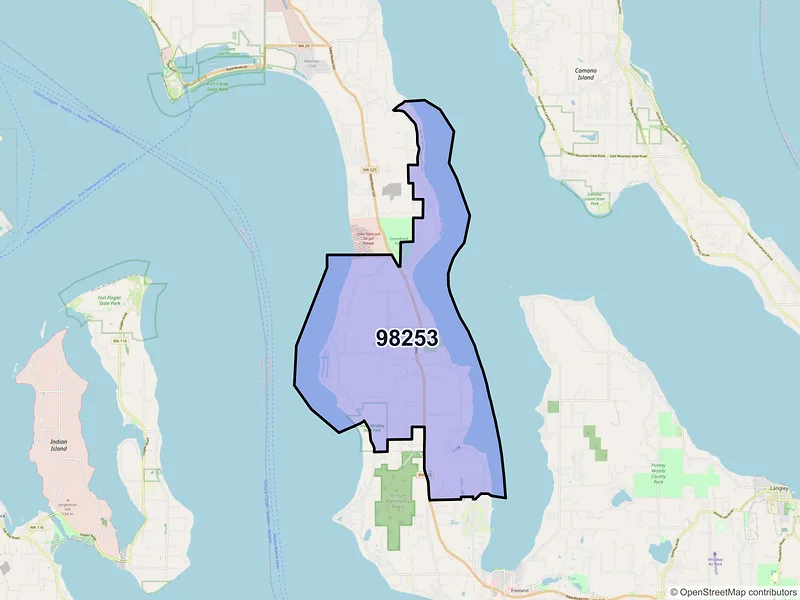 Map of ZIP Code 98253 — Greenbank, WA