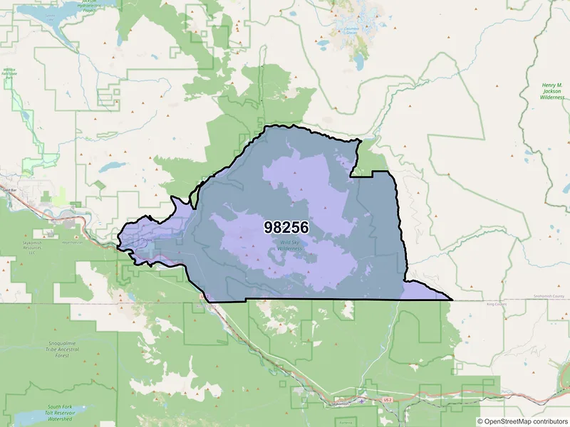 Map of Index, Washington and ZIP codes