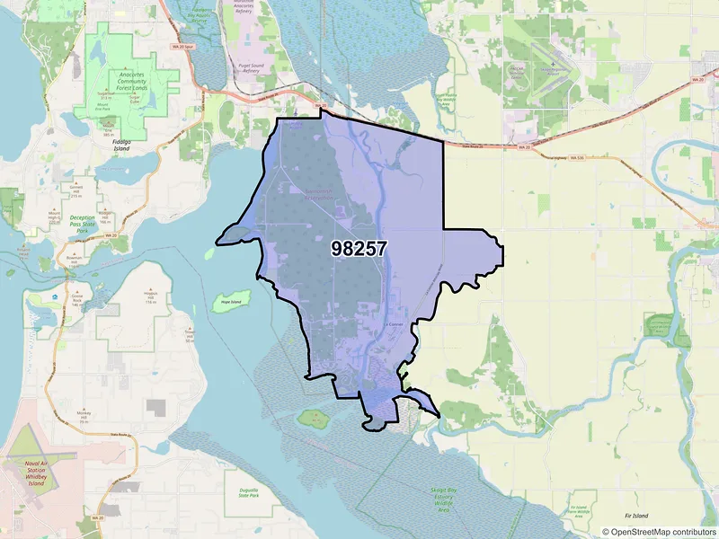 Map of ZIP Code 98257 — La Conner, WA