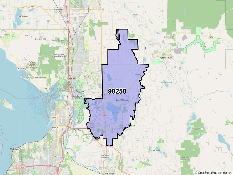Map of ZIP Code 98258 — Lake Stevens, WA